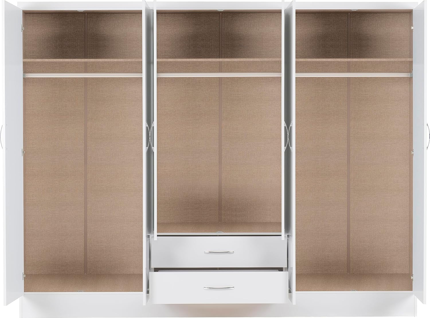 Nevada 6 Door 2 Drawer Wardrobe in White Gloss