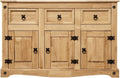 Corona Sideboard, 3 Door 3 Drawer Solid Pine Wood Sideboard Living Room Furniture,Waxed