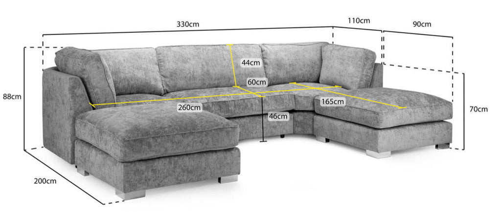 Bishop Full Cushion Seven Seater Corner Sofa Moveable Footstools
