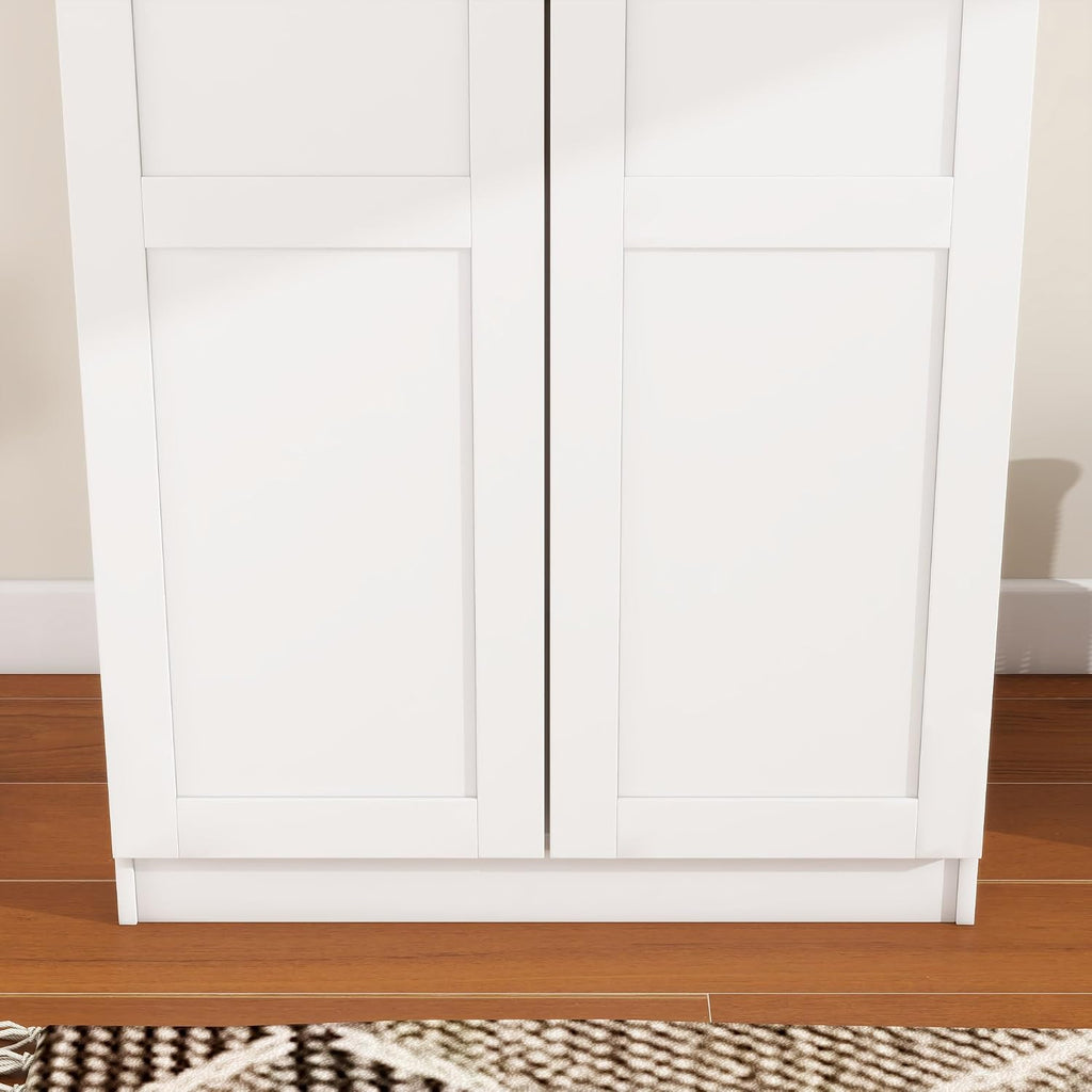 2 Door Wardrobe Double Wardrobe Closet with Storage Shelf & Hanging Rail Bedroom Furniture, 72 X 47 X 169Cm, White