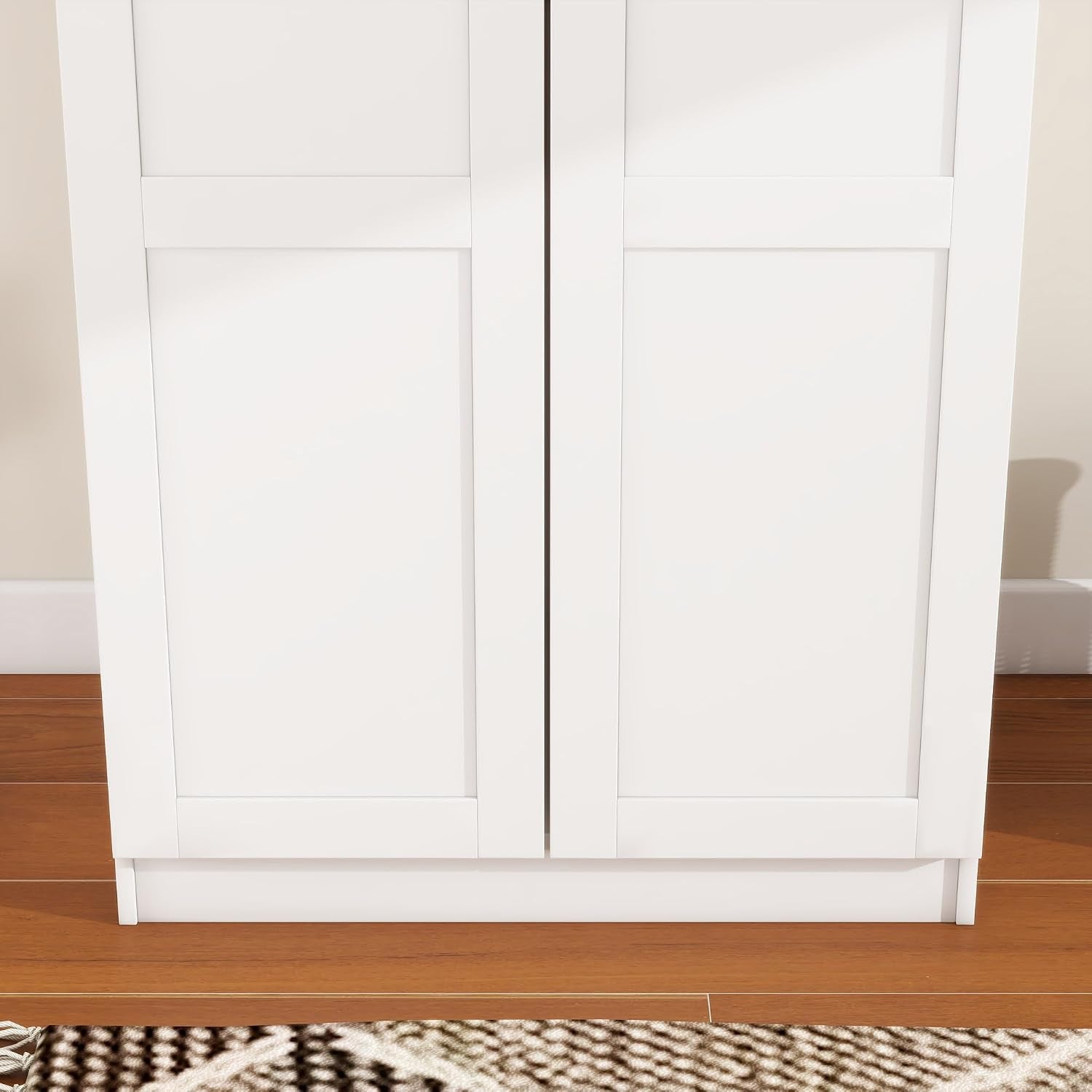 2 Door Wardrobe Double Wardrobe Closet with Storage Shelf & Hanging Rail Bedroom Furniture, 72 X 47 X 169Cm, White