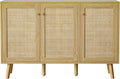 Modern Shoe Storage Cabinet 3 Doors, Hallway Buffet Cabinet Entryway Accent Cabinets, Sideboard Wood Credenza with Adjustable Shelves for Living Room, Kitchen