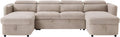 Beehive Furniture Corfu - U-Shaped Corner Sofa Bed - Beige Upholstered Large Family Couch | Setup Included | Built to Last (U-Shaped Corner Sofa Bed)