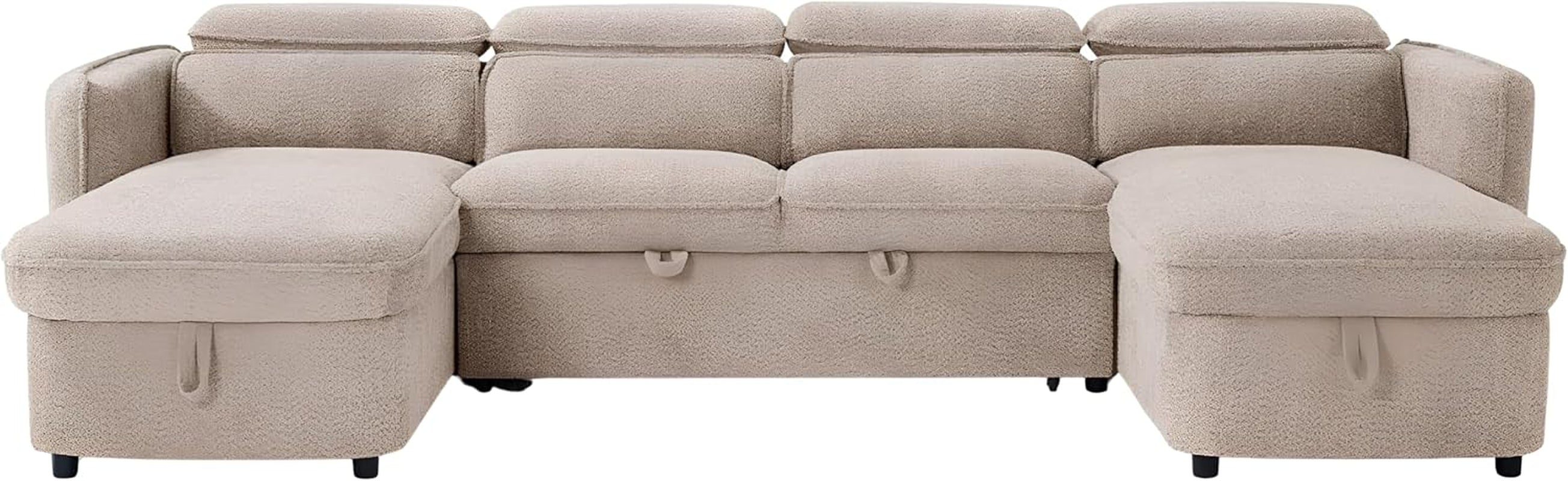 Beehive Furniture Corfu - U-Shaped Corner Sofa Bed - Beige Upholstered Large Family Couch | Setup Included | Built to Last (U-Shaped Corner Sofa Bed)