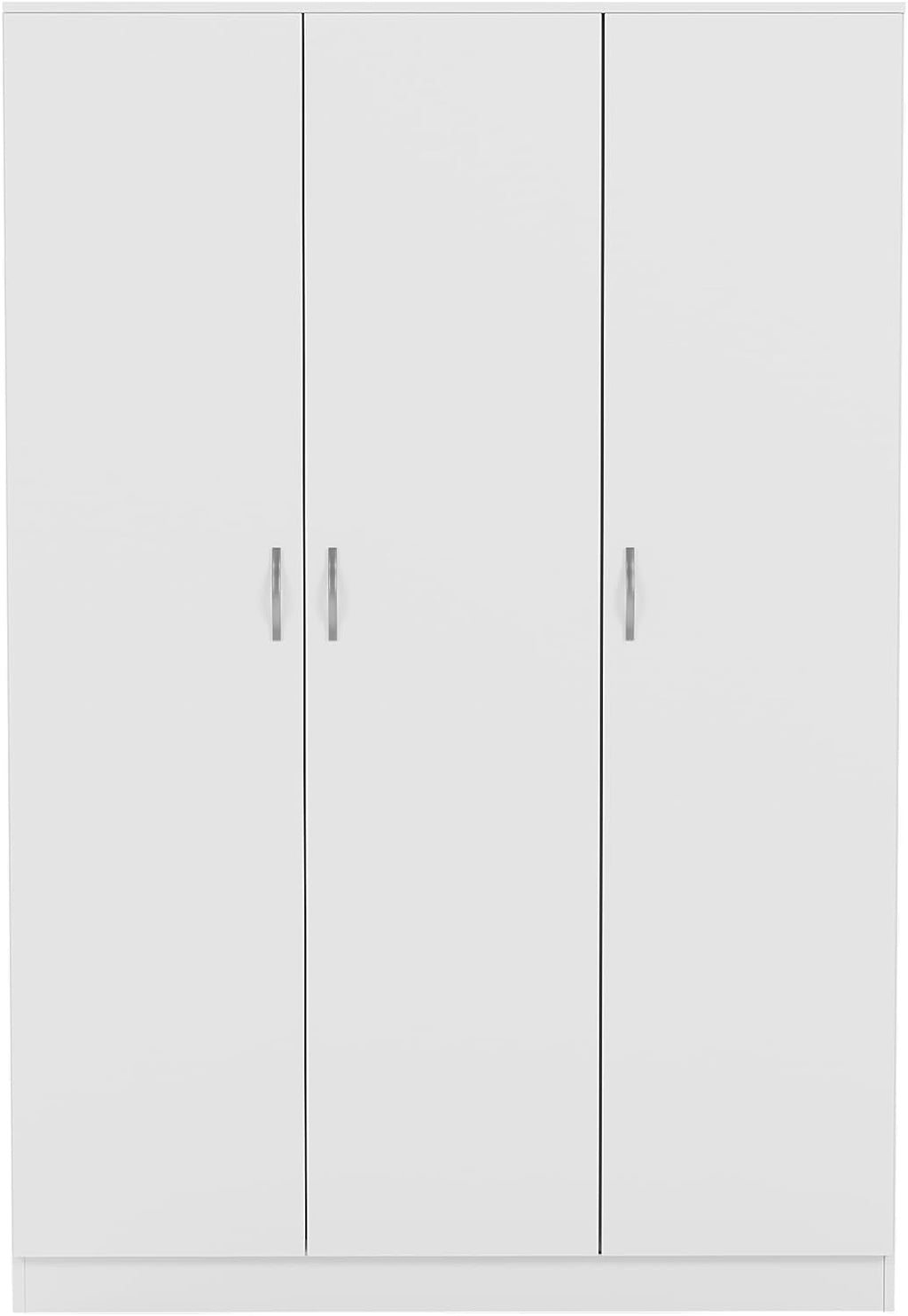 Riano 3 Door Wardrobe | White | Bedroom Furniture | 170H X 115.4W X 53D Cm | with Shelf & Hanging Rail | Large Capacity Storage