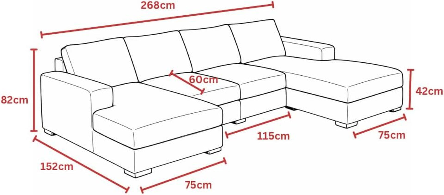 Sofaya Linen U Shaped Plain Sofa Full Back Sectional Chaise Sofa – Upholstered Fabric Couch with Cushions 4-5 Seater Sofa for Living Rooms (Cream Linen, U-Shaped Sofa)