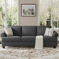 231CM Sofa Couch, Deep Seat Sofa with Lawson Style Armrests, Modern 3 Seater Sofa with Upholstered Cushion& Backrests, Mid-Century Comfy Couch for Living Room, Apartment, Gray