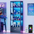 Glass Display Cabinets with LED Lights, App & Remote Control, Adjustable Shelves, Curio Cabinet for Collectables, Model Display Case Unit for Living Room, Black