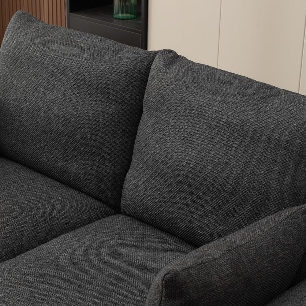 Loveseat Sofa - 2-Seater and 3 Seater Couch Seette - Fabric Sofa with under Storage for Small Space Livingroom (Dark Grey Linen Fabric, 2 Seater)