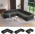 285Cm Boneless Corner Sofa, Deep Seat Large Modular Couch, Grey | Cloud Comfort, No Assembly Required, Easy Rearrangement, Sectional Living Room Couch for Apartment, Compressed Sofa Chenille