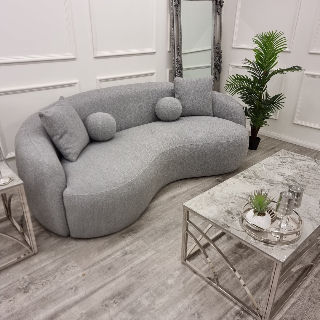 The Bunile Wave Boucle 3 Seater Sofa - Grey