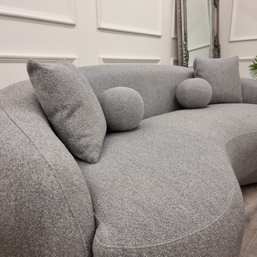 The Bunile Wave Boucle 3 Seater Sofa - Grey