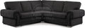Milan Black Chesterfield L-Shaped Corner Sofa, 5 Seater 2C2, Living Room Seating (Black, 2 Corner 2)