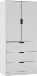 Modern 2 Door Wardrobe with 3 Drawers & Hanging Rail, Stylish Freestanding Storage, Spacious Interior, Durable Chipboard Build, Easy to Assemble Bedroom Furniture