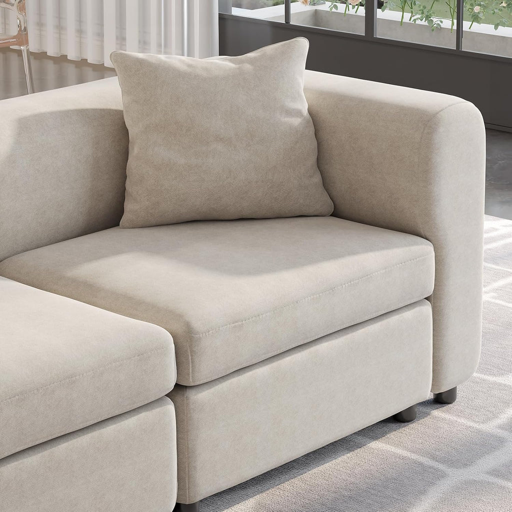 3 Seaters Extra Large Sectional Sofa for Living Room,3 Seats for Small Room,Broad Seater Convertible Couch,Soft Sofa Bed,Oversized Deep Seat Retro Couche Bedroom