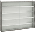 5-Tier Wall Mounted Display Cabinet Glass Doors 60X80Cm Grey Wood | Display Case, 4 Adjustable Shelves, for Home Office Ornaments