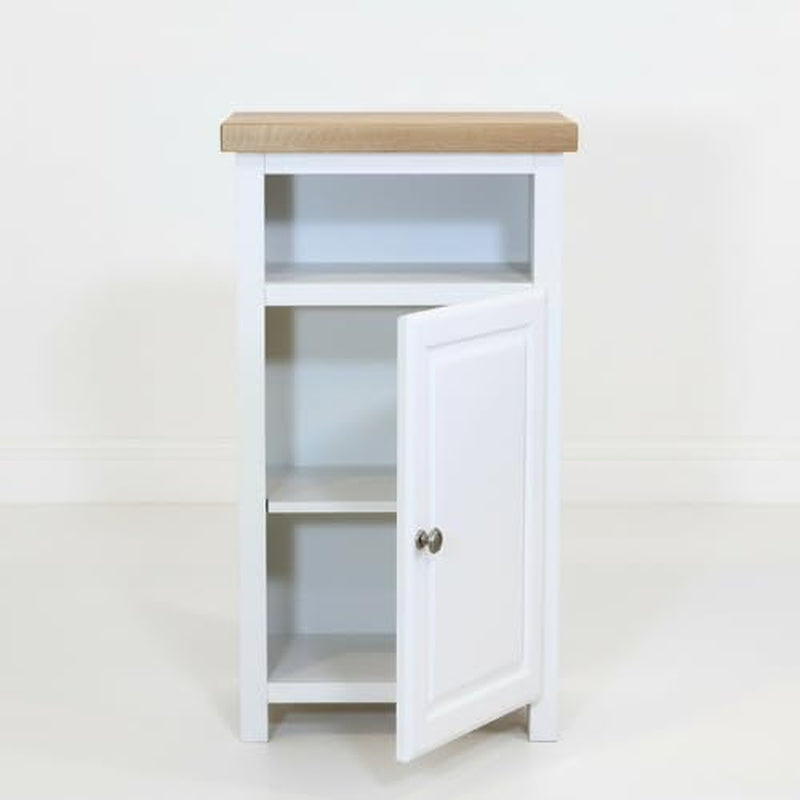 Small Cabinet with Shelf, Solid Wooden Slim Cabinet for Hallway or Livingroom, Ready Assembled Narrow Unit with Oak Top Slim Storage Unit