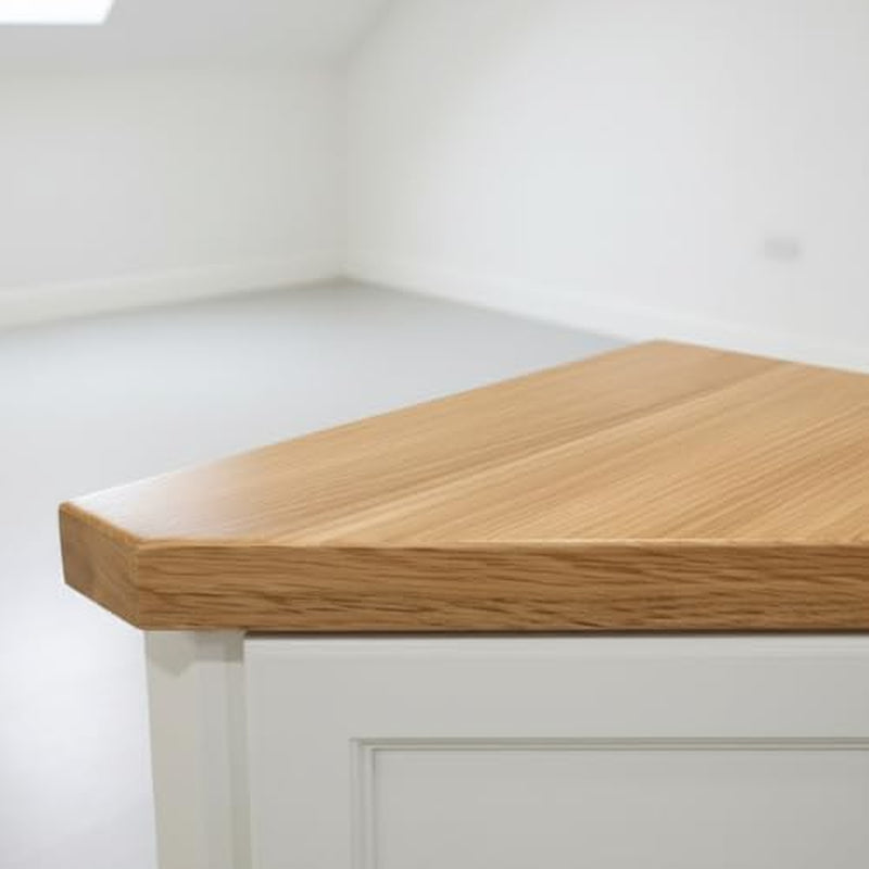 Corner Cabinet with Chunky Oak Top - Corner Unit with Shelf, Assembled Small Cabinet for Small Nooks or Bedside Table (White 2)