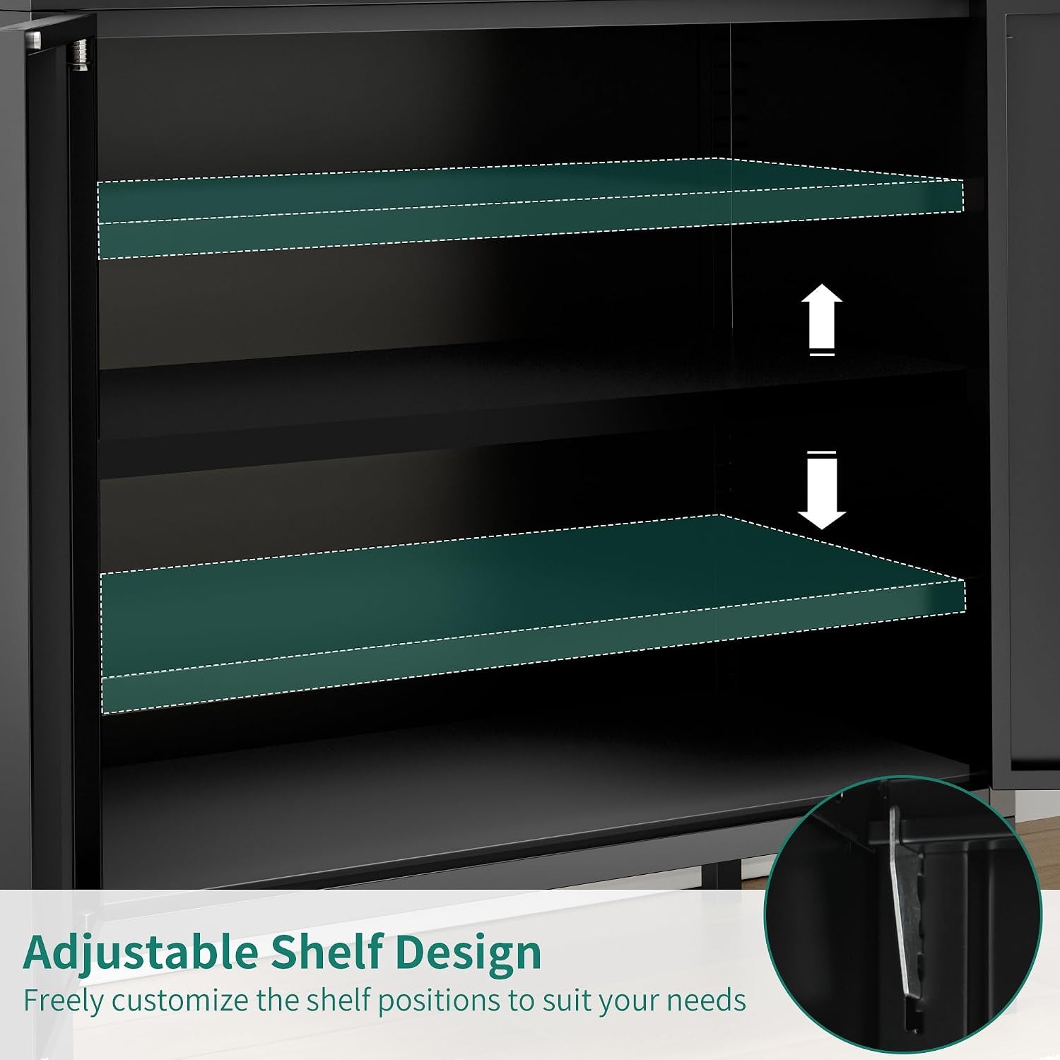Metal Storage Cabinets with 2 Doors & 1 Adjustable Shelf, Floor Standing Sideboard Cupboard, Storage Cupboard for Home Office, Bedroom, Bathroom, Living Room, Black | Floor Standing Sideboard Cupboard 80X40X80Cm, Storage Cupboard for Home Office Bedroom Bathroom Living Room