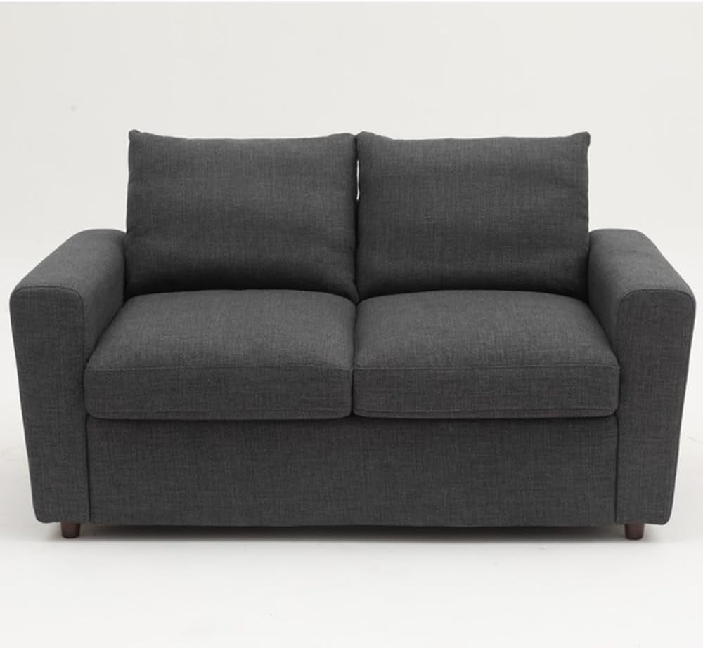 Loveseat Sofa - 2-Seater and 3 Seater Couch Seette - Fabric Sofa with under Storage for Small Space Livingroom (Dark Grey Linen Fabric, 2 Seater)