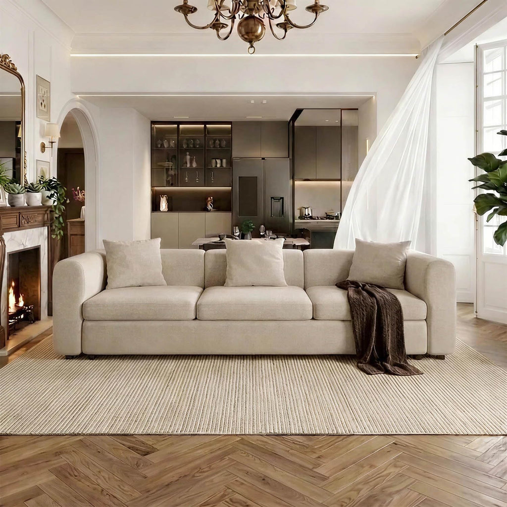 3 Seaters Extra Large Sectional Sofa for Living Room,3 Seats for Small Room,Broad Seater Convertible Couch,Soft Sofa Bed,Oversized Deep Seat Retro Couche Bedroom
