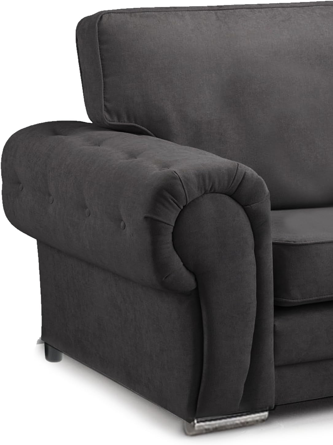 Milan Black Chesterfield L-Shaped Corner Sofa, 5 Seater 2C2, Living Room Seating (Black, 2 Corner 2)