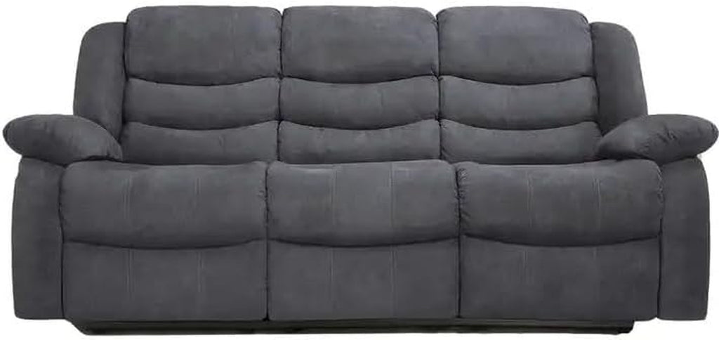 Madrid Fabric Recliner Sofa with Cupholders - 3+2 Seater Sofa Grey (3 Seater)