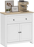 Sideboard Storage Cabinet with Drawer and Double Doors White | Modern Kitchen Cupboard, Adjustable Shelf, Sideboard for Living Room, Dining Room, Hallway