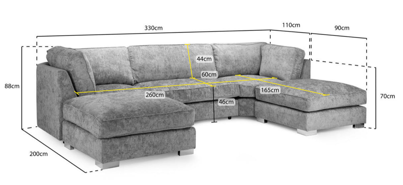 Bishop Full Cushion Seven Seater Corner Sofa Moveable Footstools