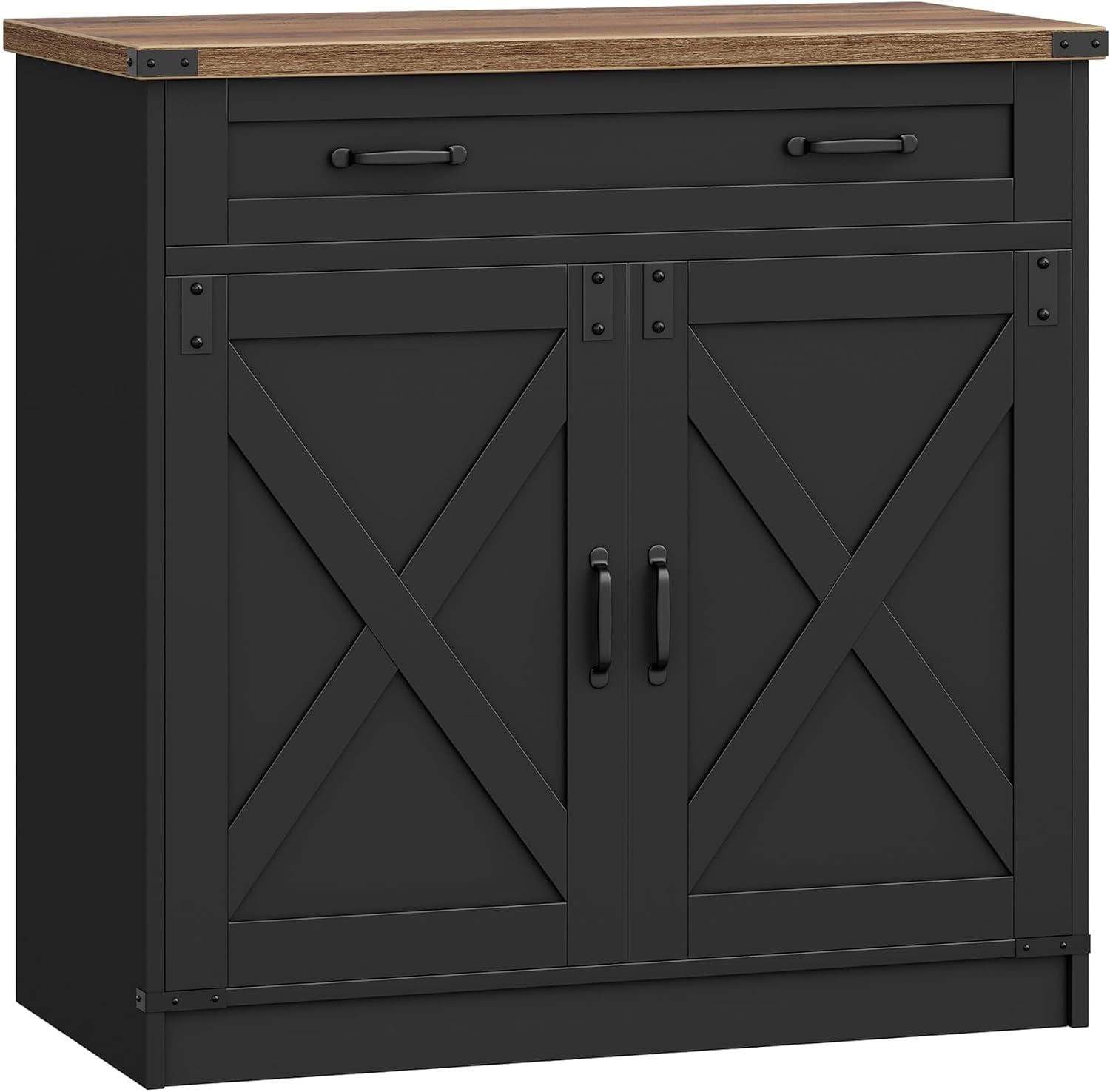 Sideboard, Kitchen Cabinet with Drawer & 2 Doors, 40 X 80 X 80 Cm | Freestanding Kitchen Cupboard with Adjustable Shelf, for Entryway, Living Room, Dining Room, Black, SC84806X