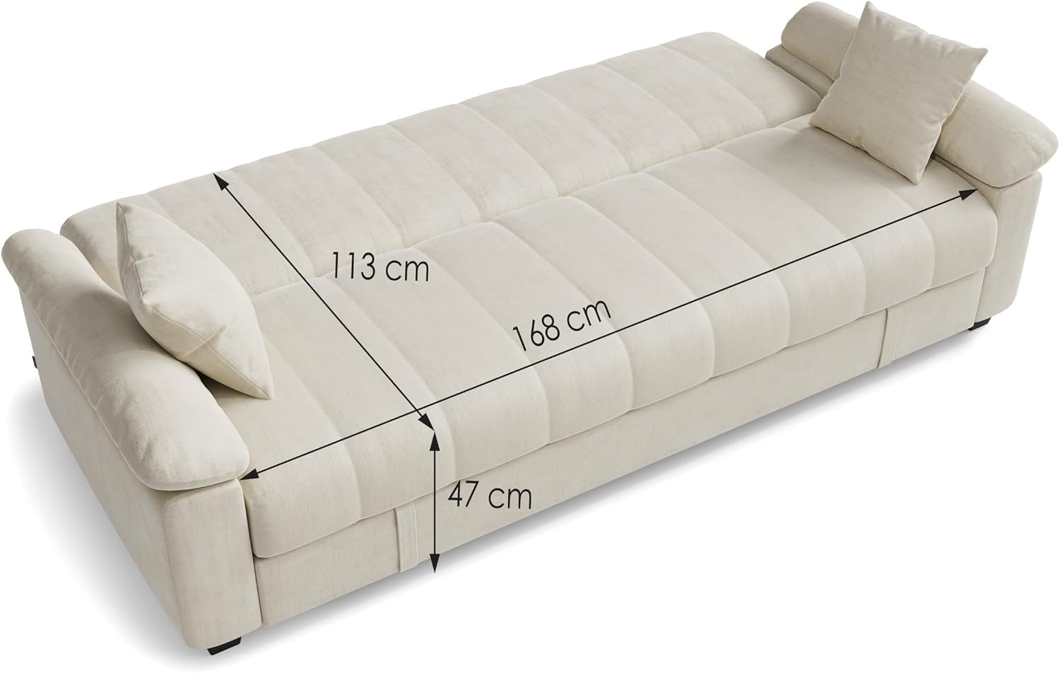 3-Seater Sofa Bed VERONICA, Taupe | Pull-Out Sleeper, Modern Upholstered, Compact & Comfortable Design, Click-Clack Mechanism, Adjustable Back Support