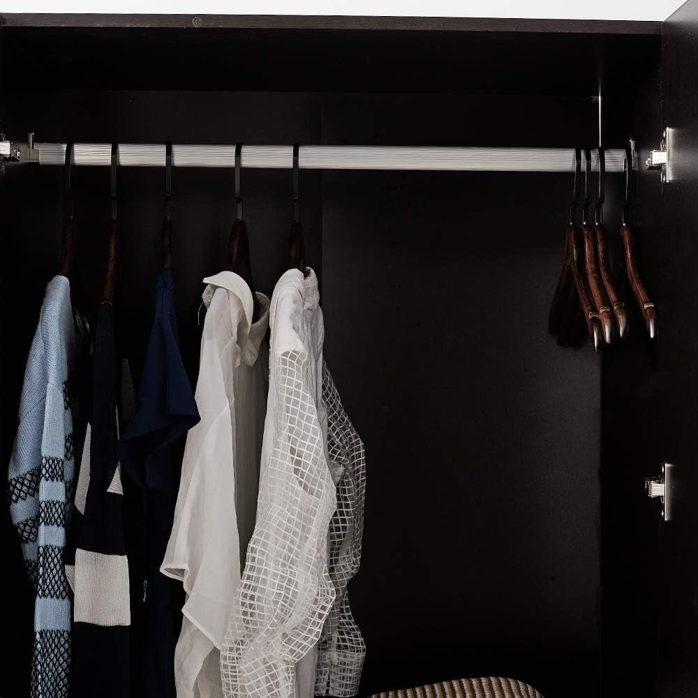 Wooden 3 Doors 3 Drawers Wardrobes with Hanging Rail and Storage Shelves Modern Large Clothes Cupboards Unit for Bedroom Furniture (Black)