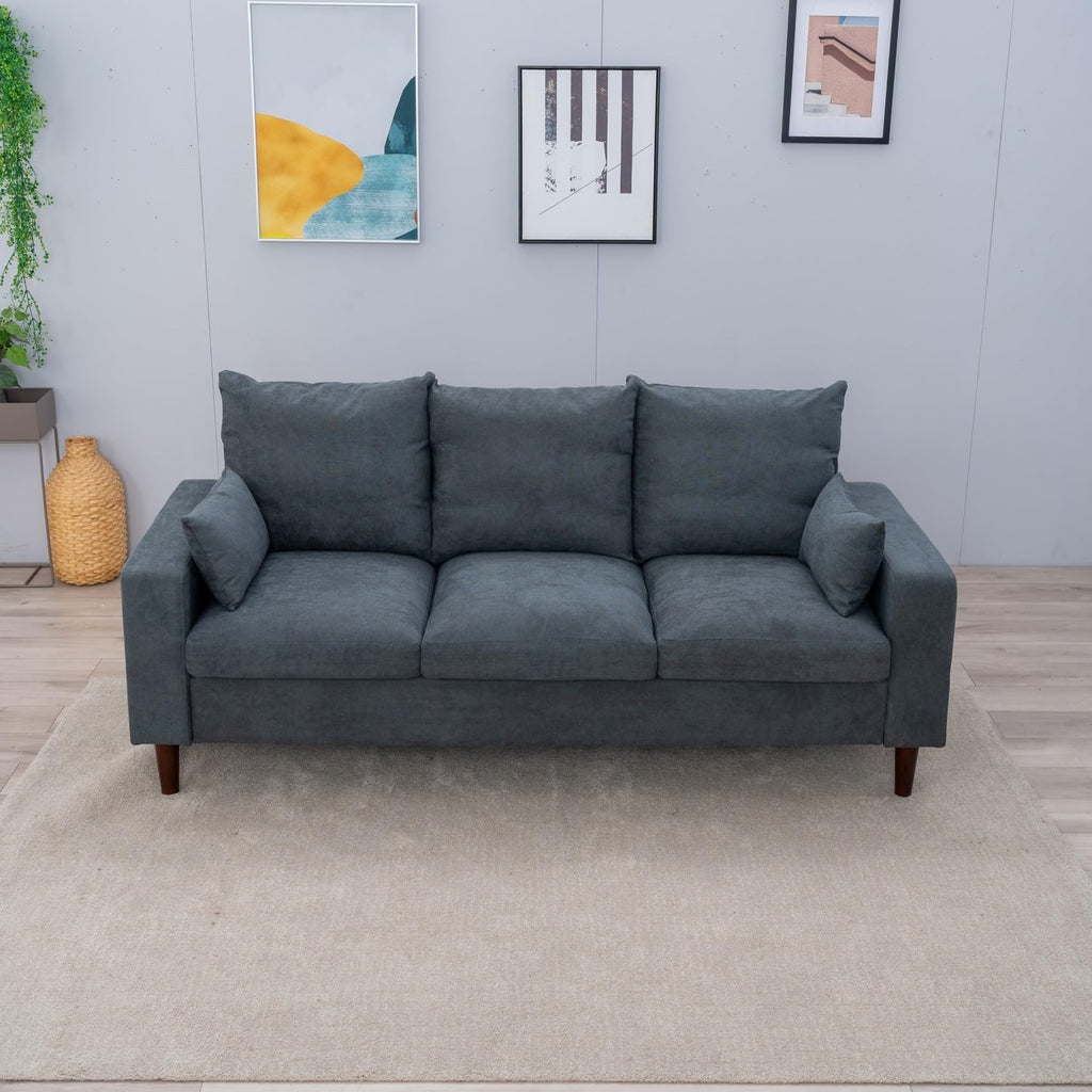 3-Seat Sofa Couch with Reversible Back Cushions Modern Fabric Sofa 3 Seater Couch for Small Apartment