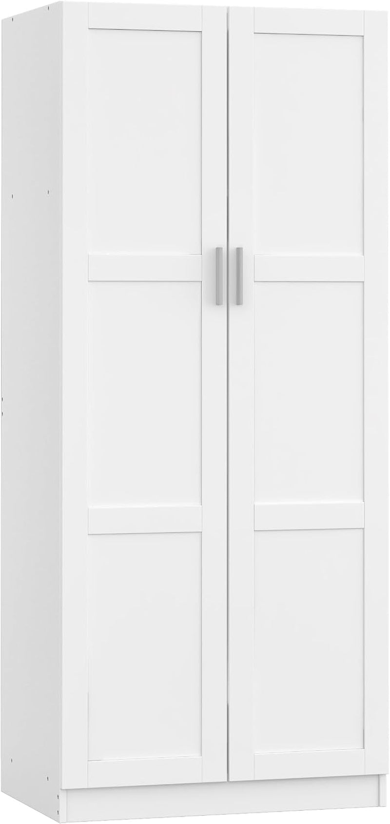 2 Door Wardrobe Double Wardrobe Closet with Storage Shelf & Hanging Rail Bedroom Furniture, 72 X 47 X 169Cm, White