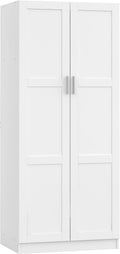 2 Door Wardrobe Double Wardrobe Closet with Storage Shelf & Hanging Rail Bedroom Furniture, 72 X 47 X 169Cm, White