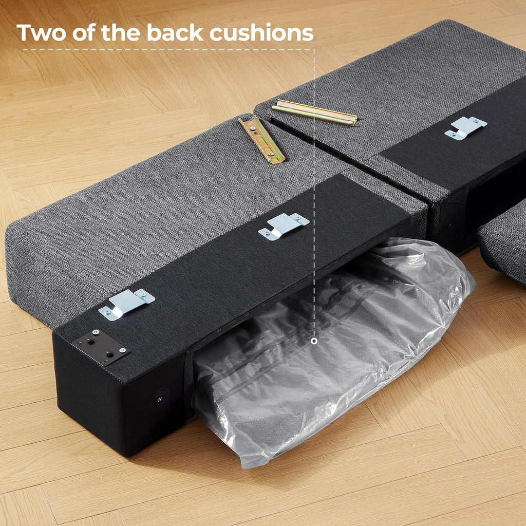 226CM Sofa Couch, 3 Seater Sofa with Suppleness Armrests, Linen Fabric Deep Seat Sofa with Upholstered Cushion& Backrests, Modern Comfy Couch for Living Room Apartment Office