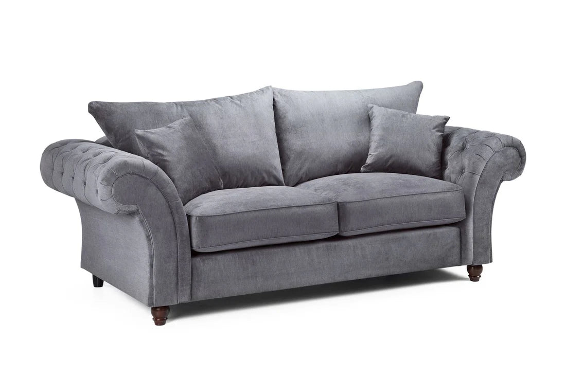 Windsor Fullback Velvet Sofa Grey