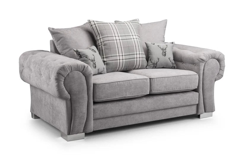 2 Seater Sofa Black Foam-Filled Cushions & Soft Fabric