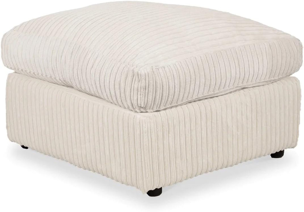 Jumbo Cord Fabric Essential Footstool Large Size (Cream)