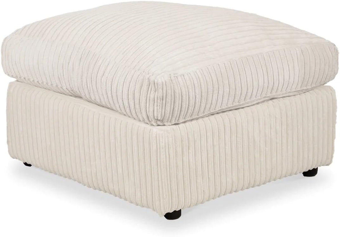 Jumbo Cord Fabric Essential Footstool Large Size (Cream)