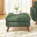 Large Ottoman for Modular Sofa, Large Corduroy Ottoman with Spring Cushion, Rectangle Foot Rest for Couch, Entrance Footstool with Wood Legs, Footstool for Living Room, Bedroom, Green
