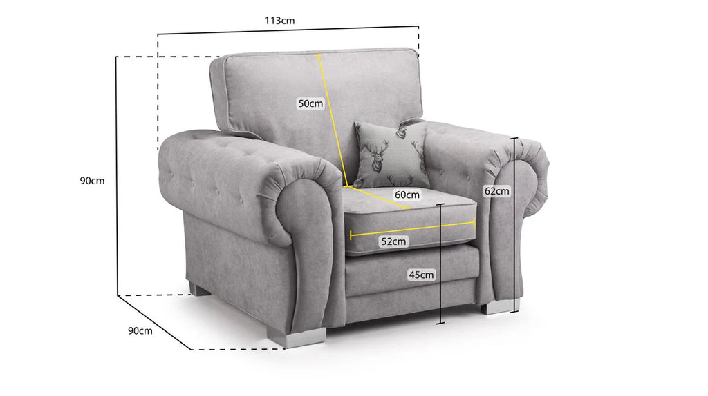 Leather Black Armchair Sofa Foam-Filled Cushions