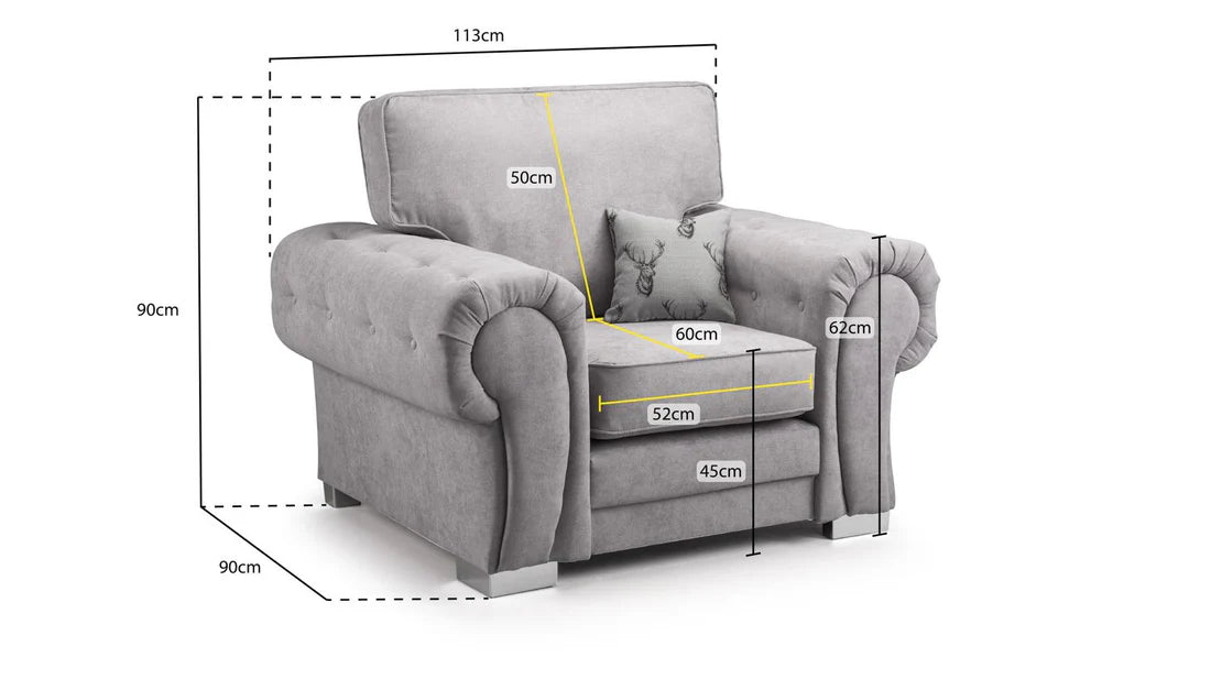 Leather Black Armchair Sofa Foam-Filled Cushions