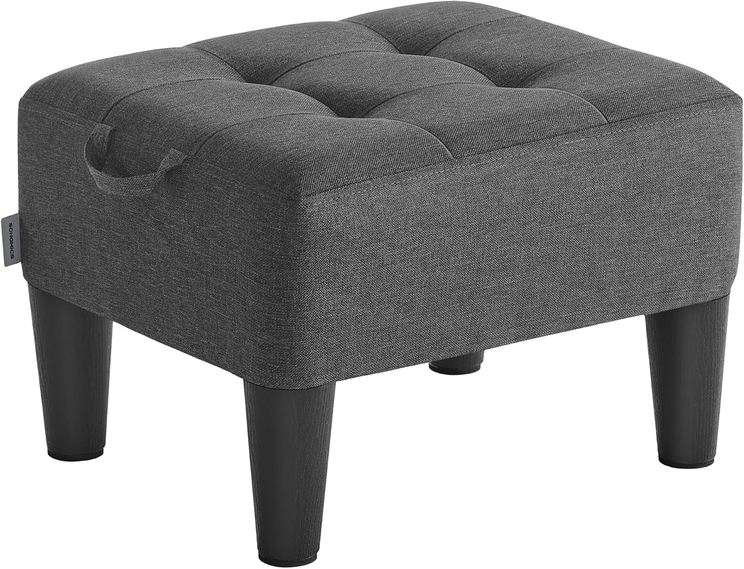 Foot Stool, Linen-Look Fabric Ottoman with Thick Cushion | Footstool, 150 Kg Weight Capacity, for Living Room, Bedroom, Entryway, Slate Grey and Ink Black LOM502G02