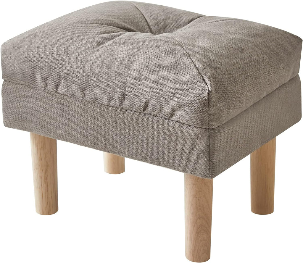 Foot Stool, Ottoman Small, Chair with Sponge Padded Seat, Footrest, Shoes Changing Wooden Stool for Living Room, Bedroom, Entryway, 40×29×32CM, Grey HBD023G