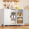 Sideboard with 2 Doors, Kitchen Storage Cabinet with Worktop & 4 Shelves, Buffet Cabinet for Kitchen, Bathroom, Living Room, Dining Room & Hallway, 90 X 30 X 80Cm, White