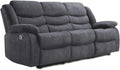 Madrid Fabric Recliner Sofa with Cupholders - 3+2 Seater Sofa Grey (3 Seater)