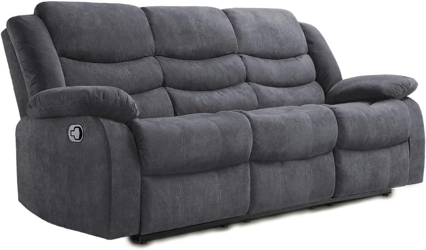 Madrid Fabric Recliner Sofa with Cupholders - 3+2 Seater Sofa Grey (3 Seater)