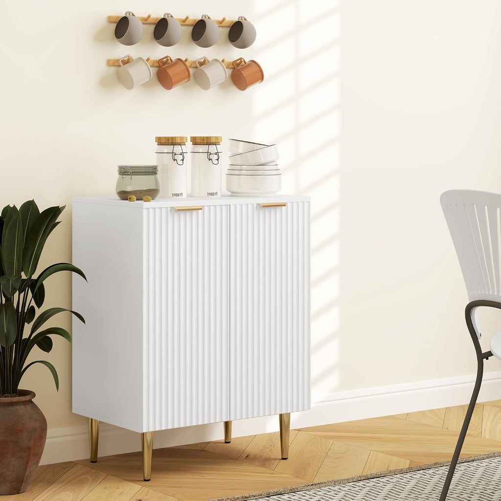 Sideboard Buffet Cabinet Kitchen Storage Cabinet with 2 Doors Black | Modern, Adjustable Shelf, Living Room Sideboard, Metal Legs, for Hallway