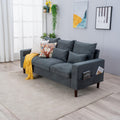 3 Seater Sofa Linen Fabric Sofa Settee Couch Lounge Sofa Living Room Furniture Wood Legs, Grey 3 Seater